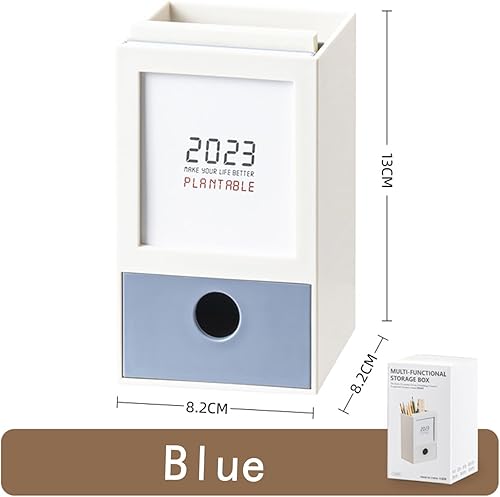 Miniatura 7 de Dofover Soporte para lápices, organizador de bolígrafos con 1 cajón, calendario y notas adhesivas, organizadores de escritorio y accesorios para