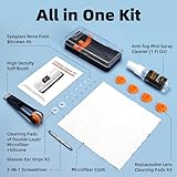 Glasses Cleaner Spray, Spectacle Cleaner with Glasses Wipes Cloth Anti Fog Spray for Camera Lens, Portable Spectacle Repair Kit with Screws, Safe for All Lens, Black - Image 9