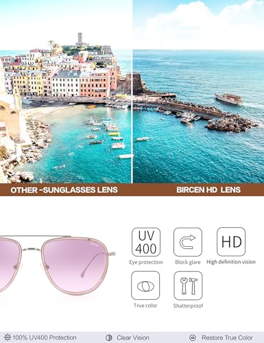 Image of BIRCEN Polarized Aviator Sunglasses Womens: Acetate Glasses UV Protection