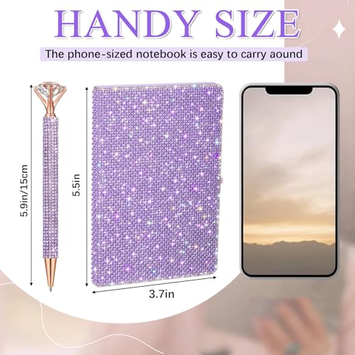 Ensemble stylo strass et carnet violet A5 rigide chic - 2