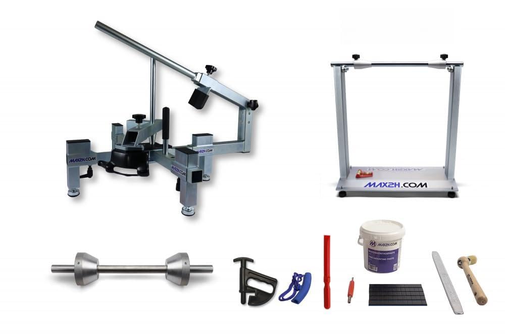 MAX2H® MG-2 Plus zestaw do montażu opon z koziołkiem wyważeniowym Plus do huśtawek jednouchwytowych 50-80 mm (samoprzylepne obciążniki czarne)