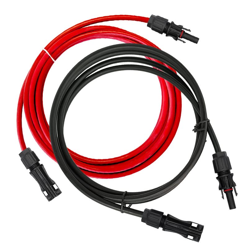 1 para przedłużaczy panelu słonecznego drut miedziany czarny i czerwony ze złączem solarnym Kabel PV 6/4/2,5 mm2 10/12/14 AWG (kolor: czerwony i czarny, rozmiar: 15 M CZARNY 15M CZERWONY 10 AWG-6MM2)