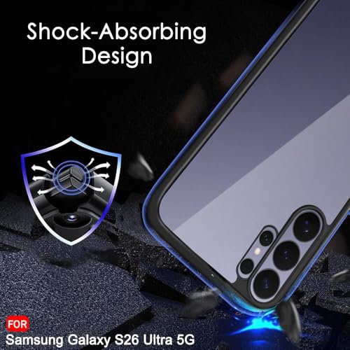 Image of TheGiftKart for Samsung S26 Ultra Case, Hard Clear Back Cover, Non-Yellowing Back, Camera & Screen Protection, Hybrid Protective Transparent Galaxy S26 Ultra Back Cover (PC & TPU, Black Sides)