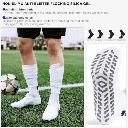 CLOSEMATE Mens Soccer Grip Socks Anti Slip Silicone Pads Cushioned Breathable for Football Training 3 Pairs4