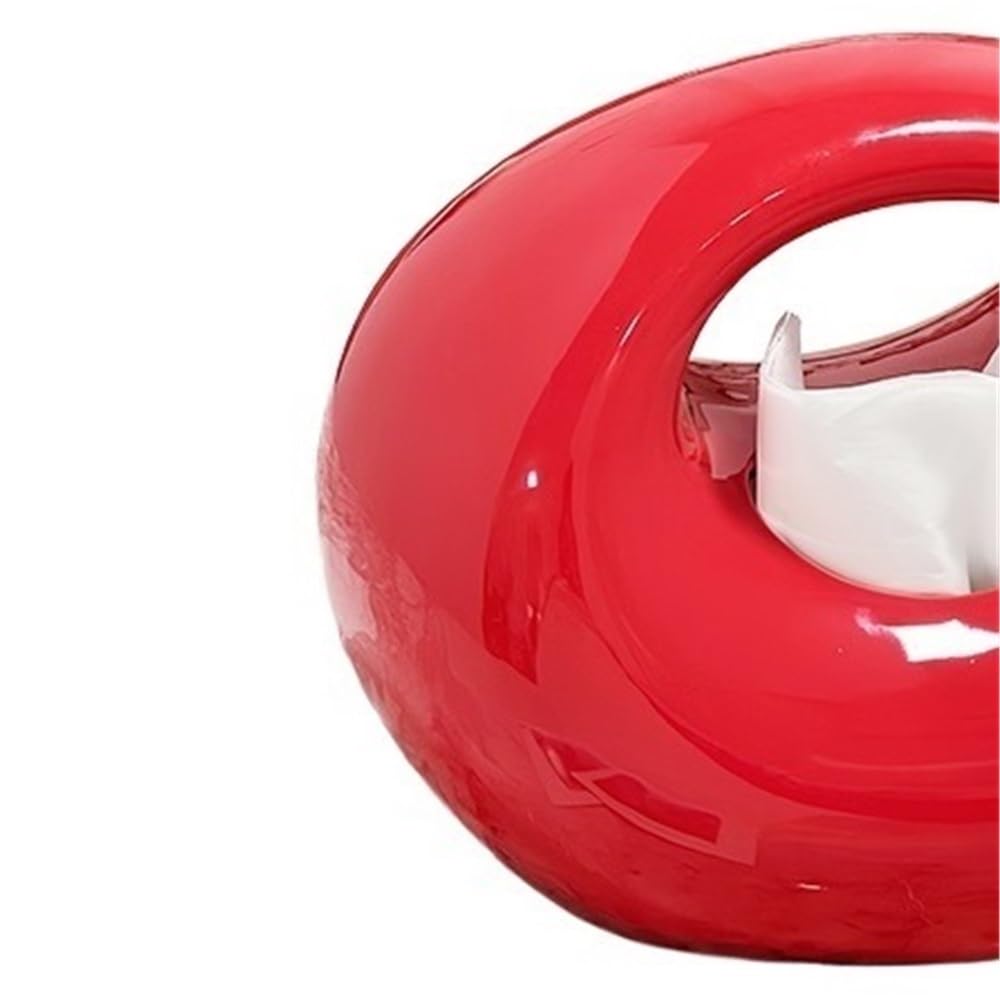 Wielofunkcyjny uchwyt na pudełko na chusteczki Ceramiczny uchwyt na serwetki o unikalnym kształcie, odpowiedni do hotelu, sypialni i kuchni Dekoracyjny serwetnik(Red)