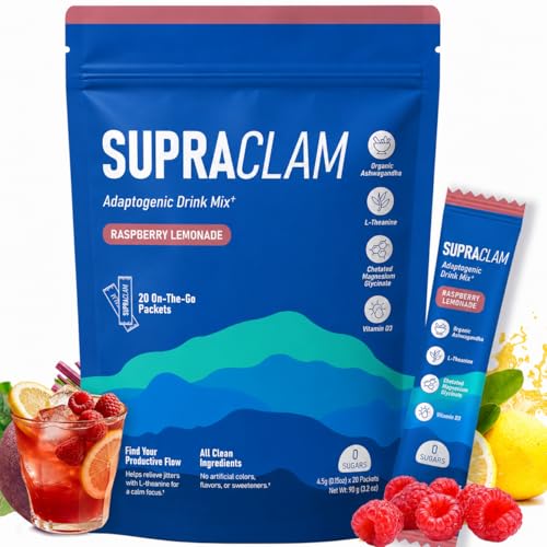 Jello Cortisol Cocktail Pulver Adaptogen Cortisol Pulver zum Abnehmen mit L-Theanin Ashwagandha Magnesiumglycinat & Vitamin D3 Für Entspannung & Fokus im Alltag Himbeer Zitrone 20 Sticks