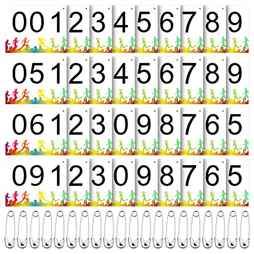 XunYee Running Bib Competitor Numbers with Safety Pins for Marathon Sports Competition Event Race Bibs Tear...
