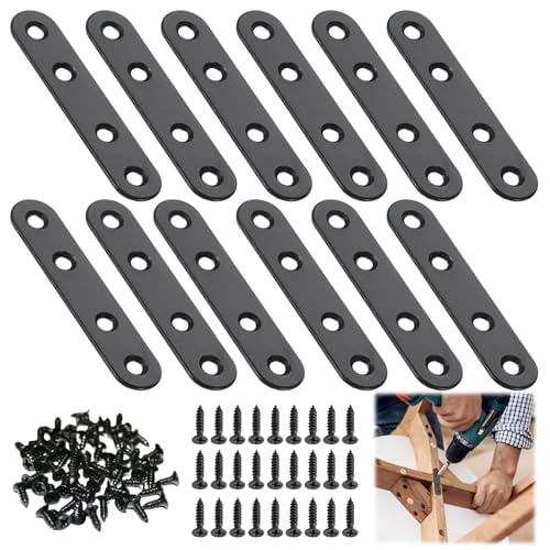 12 Stück Flachverbinder Edelstahl, 78 x 16 x 1.7mm Holzverbinder Lochplatte Metall, Schwarz Flacheisen Gelocht, Verbindungsplatten mit Befestigungsschrauben für Verbindung, Möbelreparatur 12 Stück Flachverbinder Edelstahl, 78 x 16 x 1.7mm Holzverbinder Lochplatte Metall, Schwarz Flacheisen Gelocht, Verbindungsplatten mit Befestigungsschrauben für Verbindung, Möbelreparatur