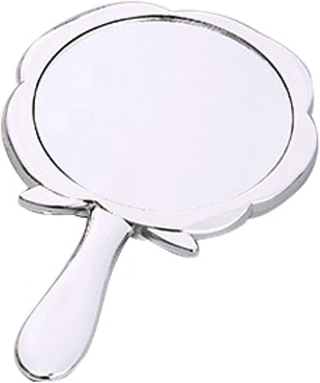 Garden Of Arts Silver Handheld Salon Barbers Hairdressers Rose Shape Mirror with Grip Handle