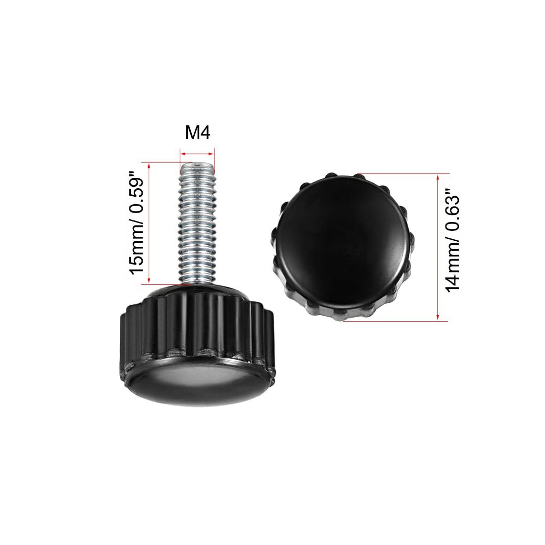 MACHSWON Knurled Clamping Knobs Saw Drill Press Lathe and Routing Jigs Packaging Machinery Printing Equipment Hand Clamping Handle Bolt Hand Knob Screw Replacement Parts M4 x 15mm 2pcs - Image 2