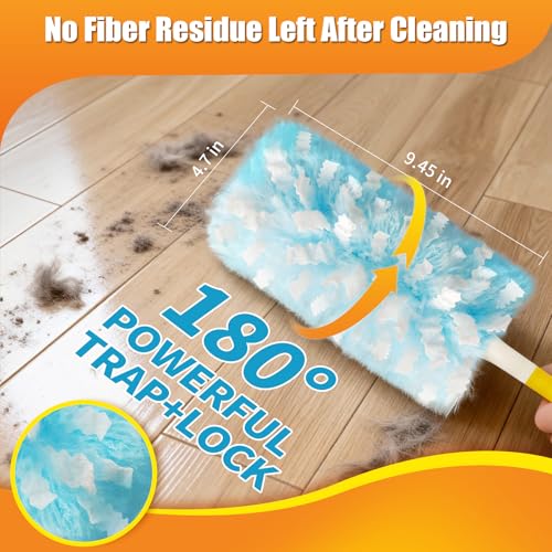 Image of 80 Count Duster Refills with 1 Short Handle & 3 ft Extendable Handle, Compatible with Swiffer Duster, 180 Disposable Microfiber Cleaning Dusters, Unscented