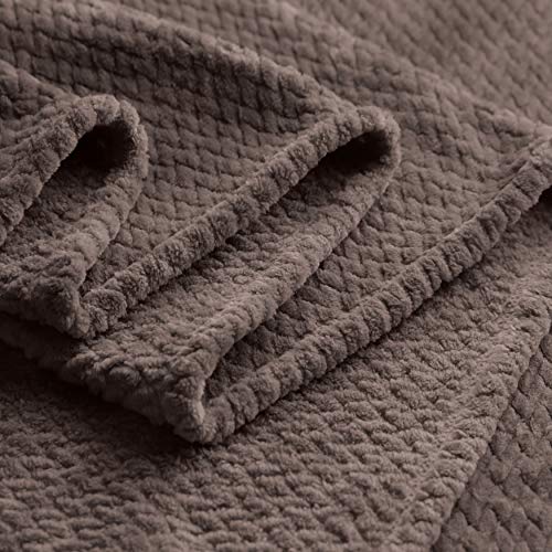 Kingole Flannel Fleece Luxury Throw Blanket, Charcoal Grey Queen Size Jacquard Weave Pattern Cozy Couch/Bed Super Soft And Warm Plush Microfiber 350Gsm (90 X 90 Inches) #TOP13