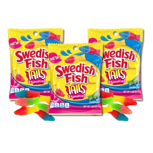Swedish Chewy Gummy Fish - Pack of 3, 3.6 oz. Bags By Lyza's Sweets & Treats (Fish Tails (Dual-Flavor))
