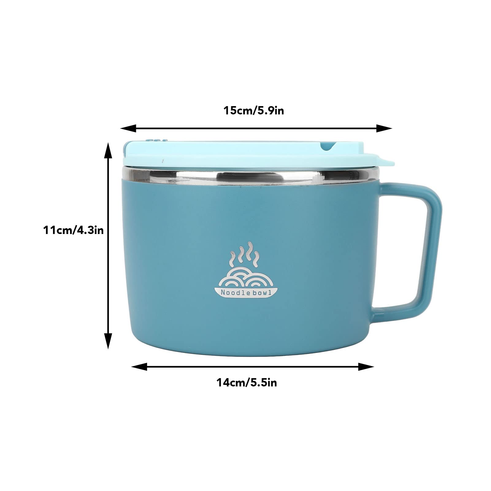 Kuchenka mikrofalowa Ramen Bowl zestaw, 1200ml ze stali nierdzewnej szybkie gotowanie makaron z pałeczkami i Spork Pokrywka Uchwyt Natychmiastowy makaron miska (niebieski)
