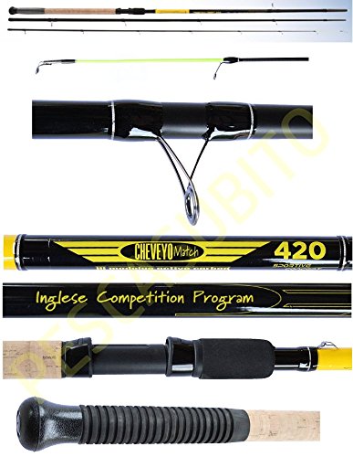 Pescasubito.com Canna da Pesca Inglese Cheveyo 4.20Mt Match Fishing 3 Sezioni Carbonio Gara