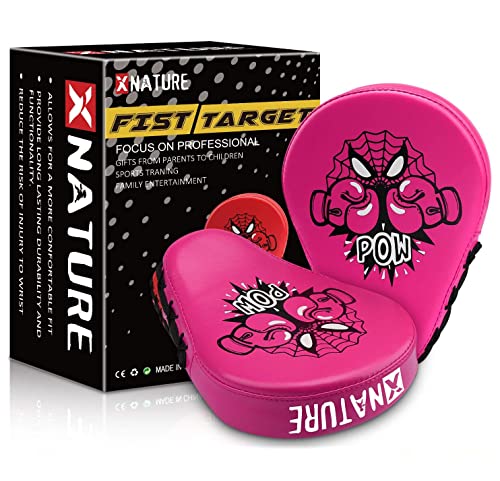 Kids Boxing Pads Focus Mitts with Gift Box, Great Punch Mitts for MMA, Muay Thai, Kickboxing, Martial Arts, Karate Training, for Kids Age 3 to 12 Years (Rose red)