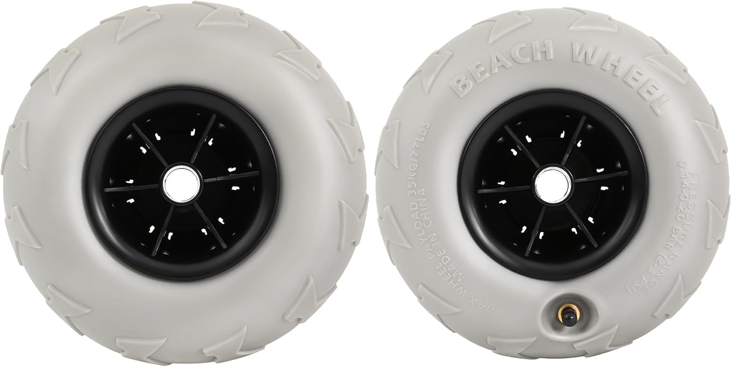 Beach Balloon Wheels, 9" Beach Cart Tires Replacement Big Sand Wheels for Axle with 4.13in Diameter, Replacement Balloon Beach Sand Tires with PE Wheel Hub for Beach Buggy