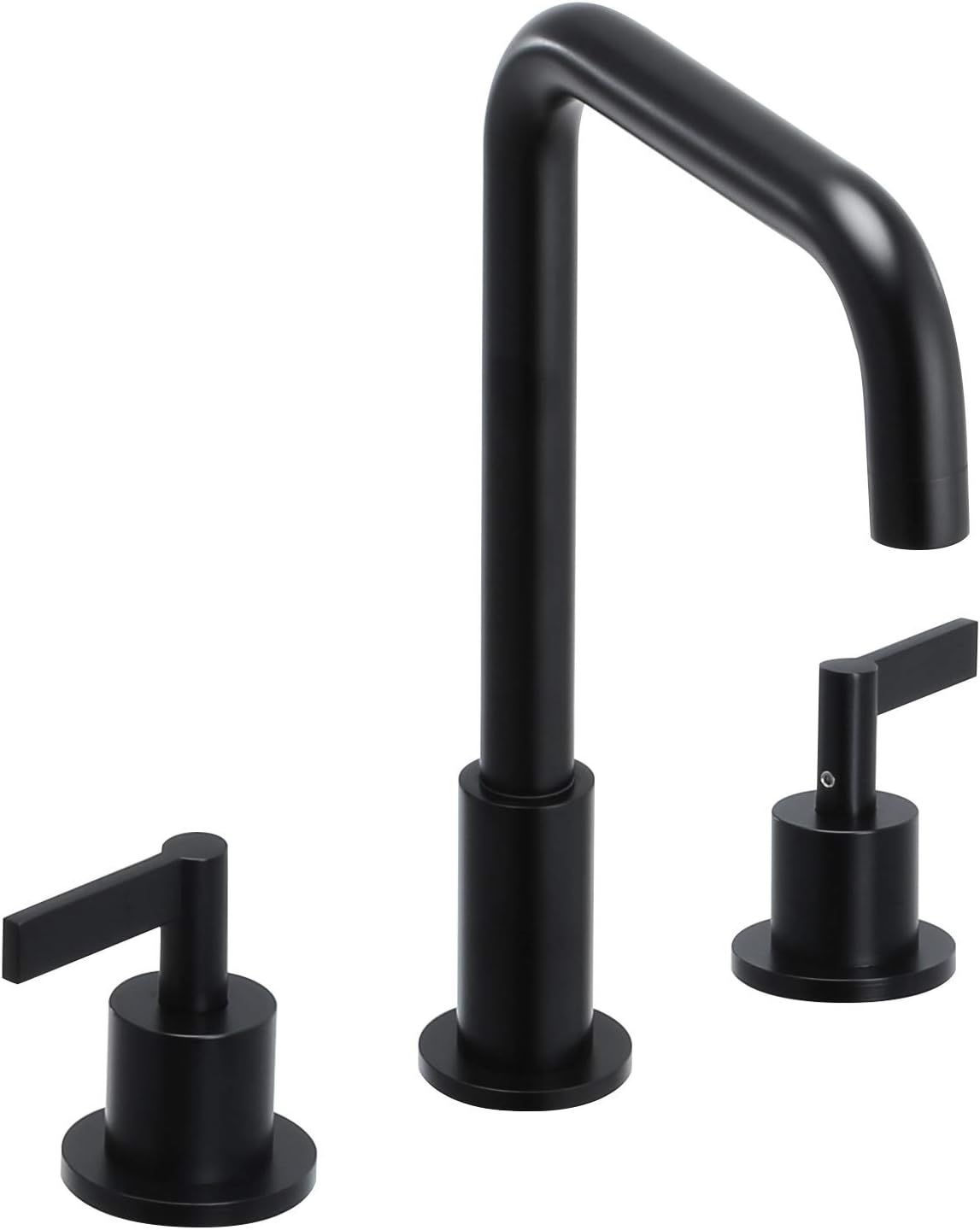 Fryotuc Matte Black Bathroom Faucet Two Handle 8 Inch Widespread Three Hole Lavatory Faucets with Supply Hose