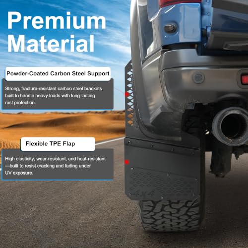 Image of Heavy Duty Mud Flaps, All-Weather Splash Guards, Built for Tough Protection, Universal Fit for Trucks SUVs & Vans, Off-Road & Daily Driving, 4PCS Front & Rear (Factory Black Look)