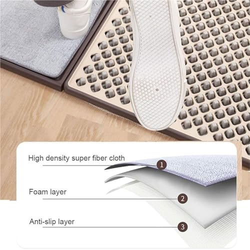 Almohadillas de limpieza automática para pies, felpudo y suela de zapatos, almohadillas antideslizantes para entrada con 2 paños absorbentes, fácil de limpiar para el hogar, oficina, baño
