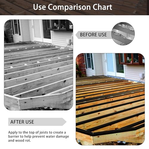 Image of Dongxw Joist Tape for Decking, 4 inch X 50' Waterproof Butyl Tape Deck Joist Flashing Tape for Joists and Beams (2 Rolls)