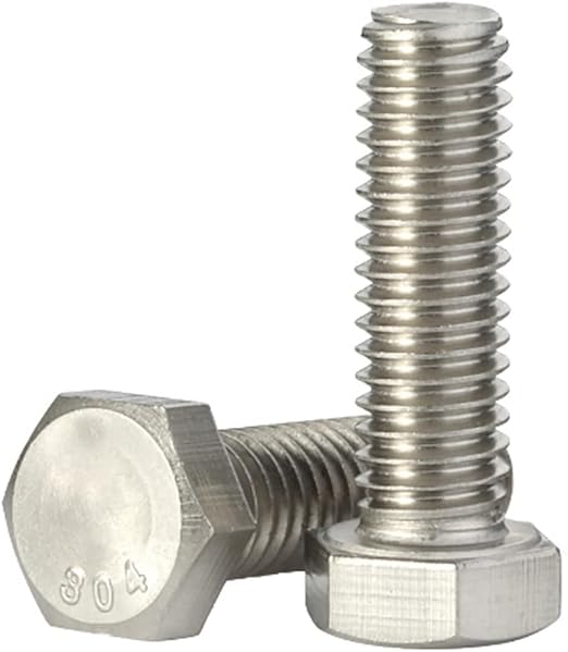 M8-1.25 x 40mm Hex Head Bolts Hexagon Screws, 304 Stainless Steel 18-8, Plain Finish, Fully Threaded, 20 PCS