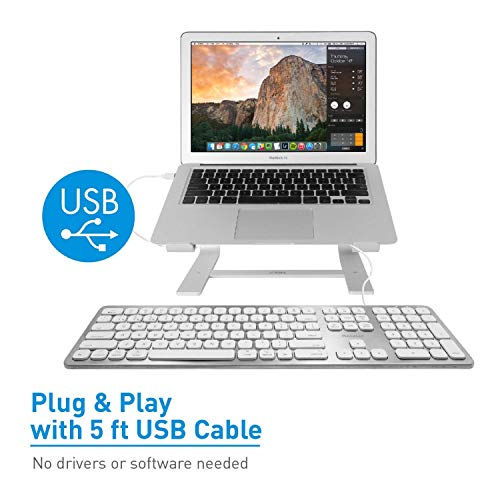 Macally Ultra Slim Mac Keyboard and an Adjustable Vertical Laptop Stand, Minimalistic Apple Aesthetic & Protects Your Laptop