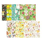 Renwu Tissu en Coton, 10 Pièces De Tissu Artisanal De Pâques, Carrés De Tissu Imprimé Tissus De Patchwork De Patchwork De Pâques Patchwork Bricolage La Main Patchwork Dessin Animé Coton Tissu
