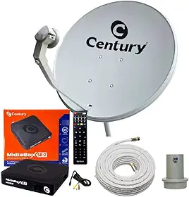 Kit Antena - Receptor Digital Midiabox Lnbf 5g Ku Cabo Cor Preto 110v/220v
