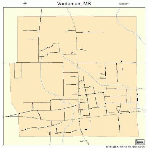 Large Street & Road Map of Vardaman, Mississippi MS Printed poster