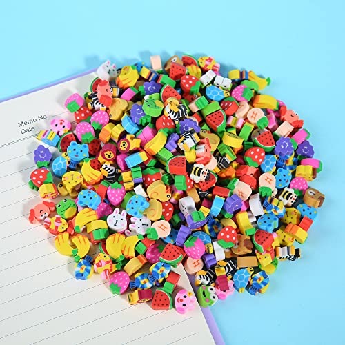 1000 Pieces Mini Erasers For Kids, Bulk Small Animal Fruit Pencil Erasers Assortment For Home Rewards, School Supplies And Gift Filling #TOP2