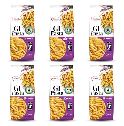Penne Nudeln für Diabetiker & Low Carb | Hergestellt aus Hartweizen | Low-Carb-Diät | Glykämischer Index 38 (6er pack)