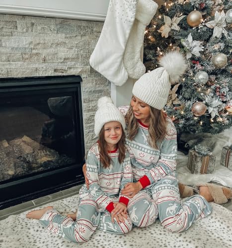 Image of IFFEI Matching Family Pajamas Sets Christmas PJ's with Letter and Plaid Printed Long Sleeve Tee and Bottom Loungewear