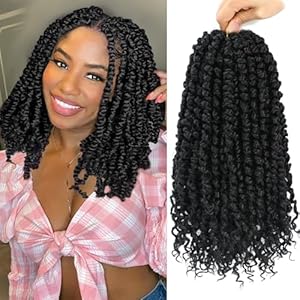 9 Pack Passion Twist Crochet Hair 10 Inch Pre-twisted Passion Twist Hair Pre Looped Boho Crochet Braids Hair for Women Girls and Kids (10Inch,1B)