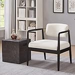 Ball & Cast Modern Accent Chair Upholstered Club Chair Comfy Side Armchair with Wooden Frame, Ivory - Image 2