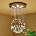 Saint Mossi Chandelier Modern K9 Crystal Raindrop Chandelier Lighting Flush mount LED Ceiling Light Fixture Pendant Lamp for Dining Room Bathroom Bedroom Livingroom 6 GU10 LED Bulbs Required H32 X D18
