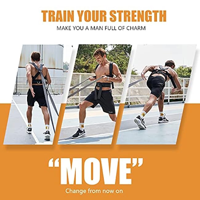 YNXing Sled Pulling Harness, Tire Pulling Harness with Pull Strap for Resistance Training, Adjustable Padded Shoulder Strap