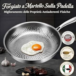 Generico 2026 Padella Titanio Puro non Rivestita,Premium Titanium Pro 20/24/26/28/30 cm, Padelle in Titanio, Ispessito Ultra-resistente/Resistente ai graffi/Non rivestito (Coperchio Incluso, 30CM)