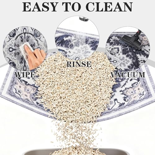 Image of EXPAWLORER Cat Litter Mat, 20 inchx32 inch Small Non-Slip Urine Waterproof Litter Trapping Mat Easy to Clean Washable Litter Box Mat for Floor Soft on Kitty Paws, Indoor Food Mats Rug Pads for Bathroom Grey