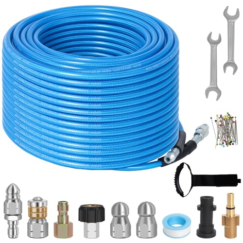 Tuyau de nettoyage de canalisations 30 m - Kit de nettoyage pour Kärcher K2-K7, nettoyeur haute pression Bosch - 5800 PSI - Jet d'eau - Tuyau de débouchage...