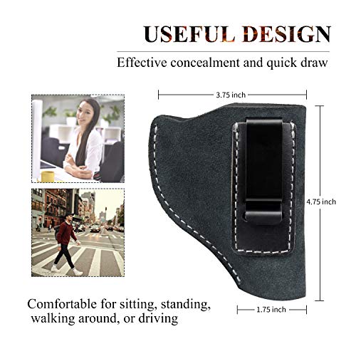 Kosibate IWB Leather Holster, Fits Most J Frame Revolvers - Ruger SP101 LCR / Smith and Wesson Bodyguard / Taurus 50 85 / Charter Arms & Most .38 Special Type Holsters - Thumbnail 6