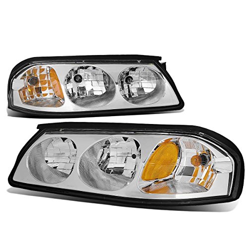 DNA MOTORING HL-OH-CI00-CH-AM Chrome Amber Headlights Compatible with 00-05 Impala