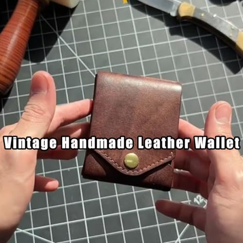Vintage Handmade Leather Wallet, Handmade Vintage Leather Wallets, Multifunctional Handmades Leather Wallet for Men, Built-In Pen Slot, Leather Business Card Holder Compact Wallet (Wallet+Pen)2