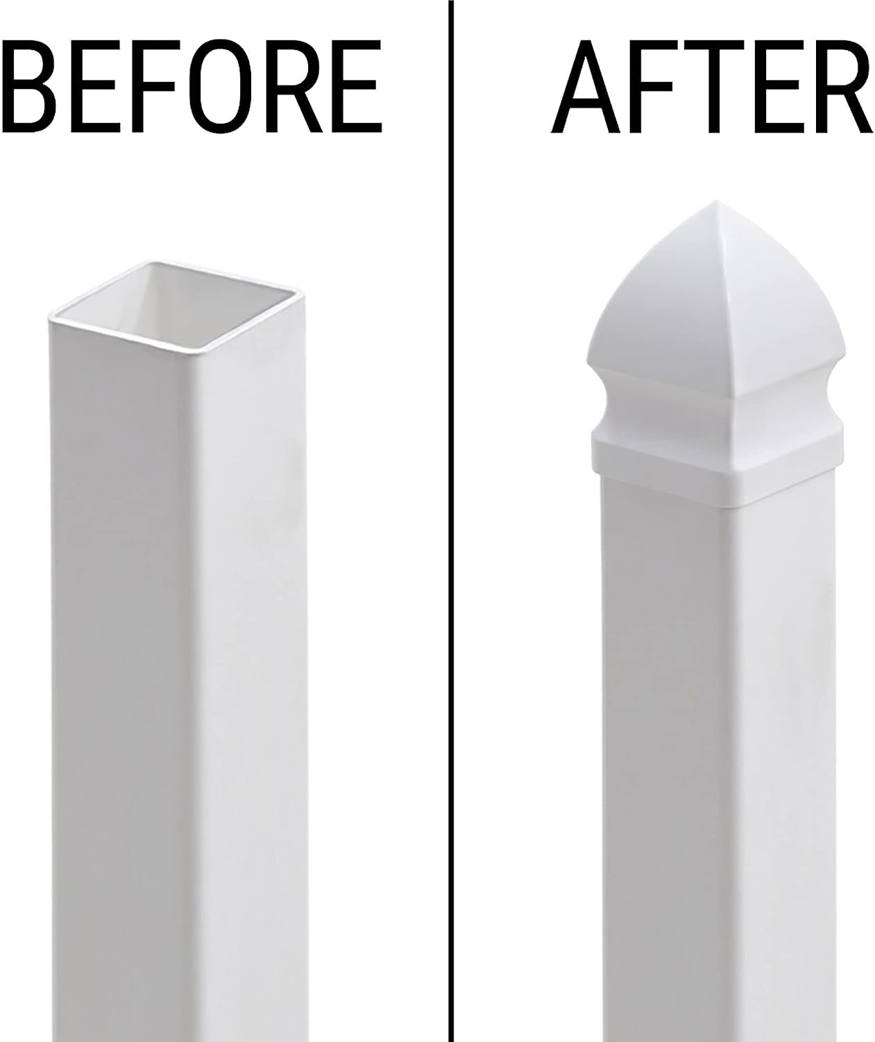 1" x 1" Gothic Vinyl Picket Fence Caps | Pack of 5 | White