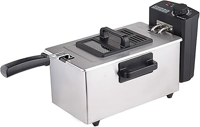 Deep Fat Fryer with Viewing Window Stainless Steel Deep Fryer Removable Oil Basket Adjustable Thermostat Control for Cooking French Fries, Onion Rings, Egg Rolls, Fried Chicken