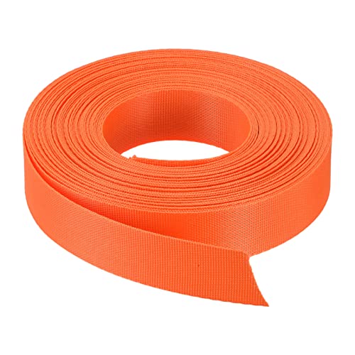 Image of MECCANIXITY Flat Nylon Webbing Strap 1 Inch 15 Yards Bright Orange for Backpack Cargo Strap Luggage-rack
