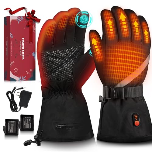 Heated Gloves, Heated Gloves for Men Women Rechargeable Electric Waterproof