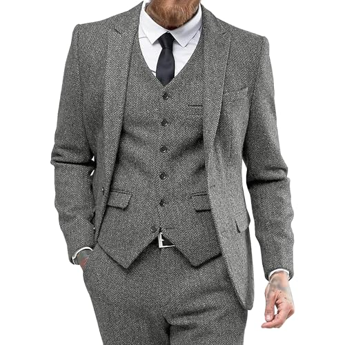 Costume tweed 3 pièces homme pour corriger la silhouette avec style rétro chic