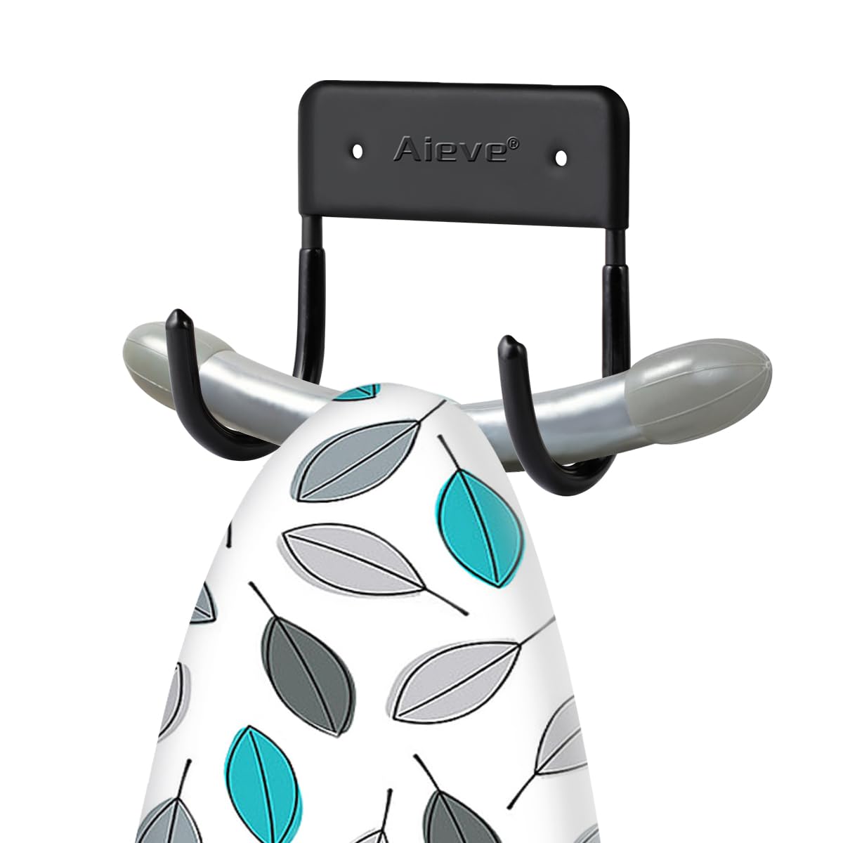 AIEVE Ironing Board Hanger Hook, Large & Small Ironing Board Storage Wall Mounted Holder Bracket for Wall (Matte Black)