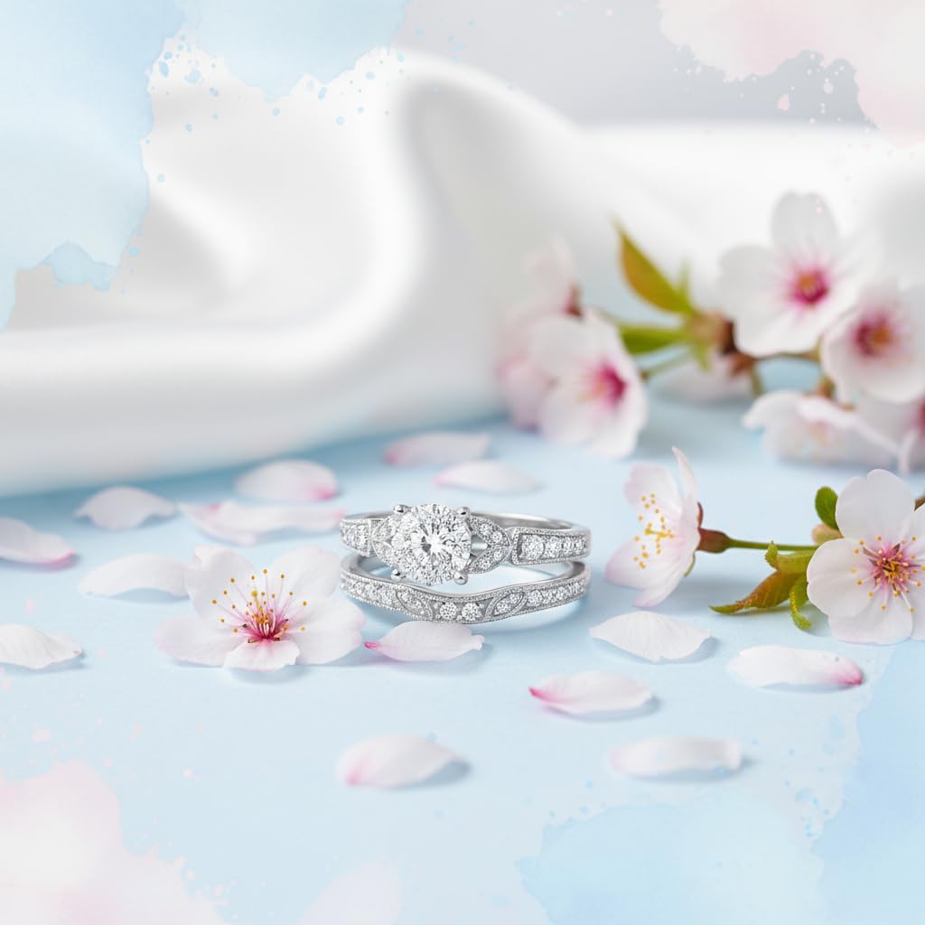 925 Sterling Silver/10k/14k/18k Gold 1.32 Carat(ctw) Round Cut Moissanite Bridal Wedding Ring Set, Classic Eternal Anniversary, Custom Women's Engagement Ring Set, Sizes 4-14